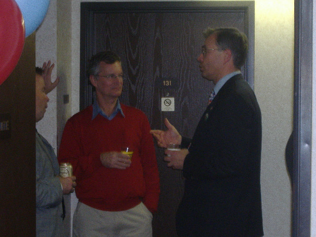 State Senator Andy Harris (right) discusses something - maybe a book idea? - with author Ken Timmerman.